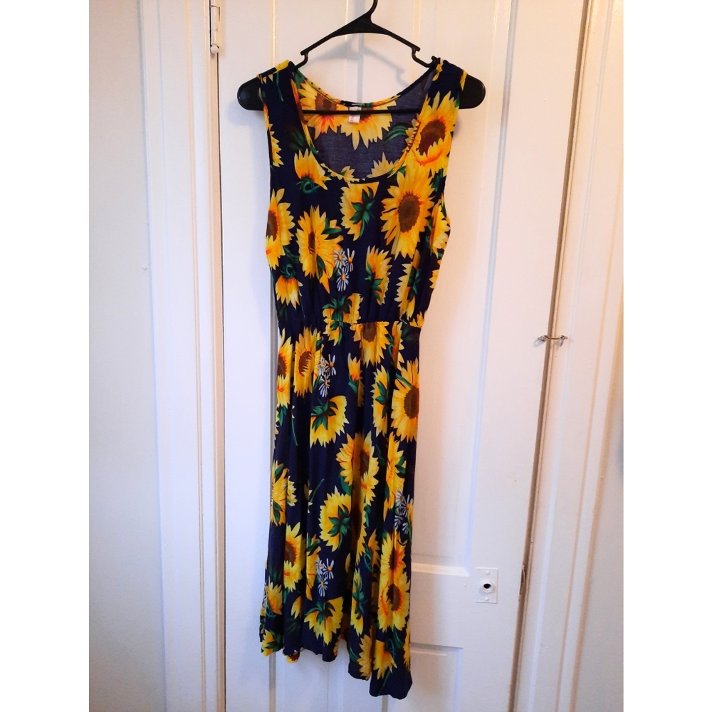Sunflower dress, wide strap